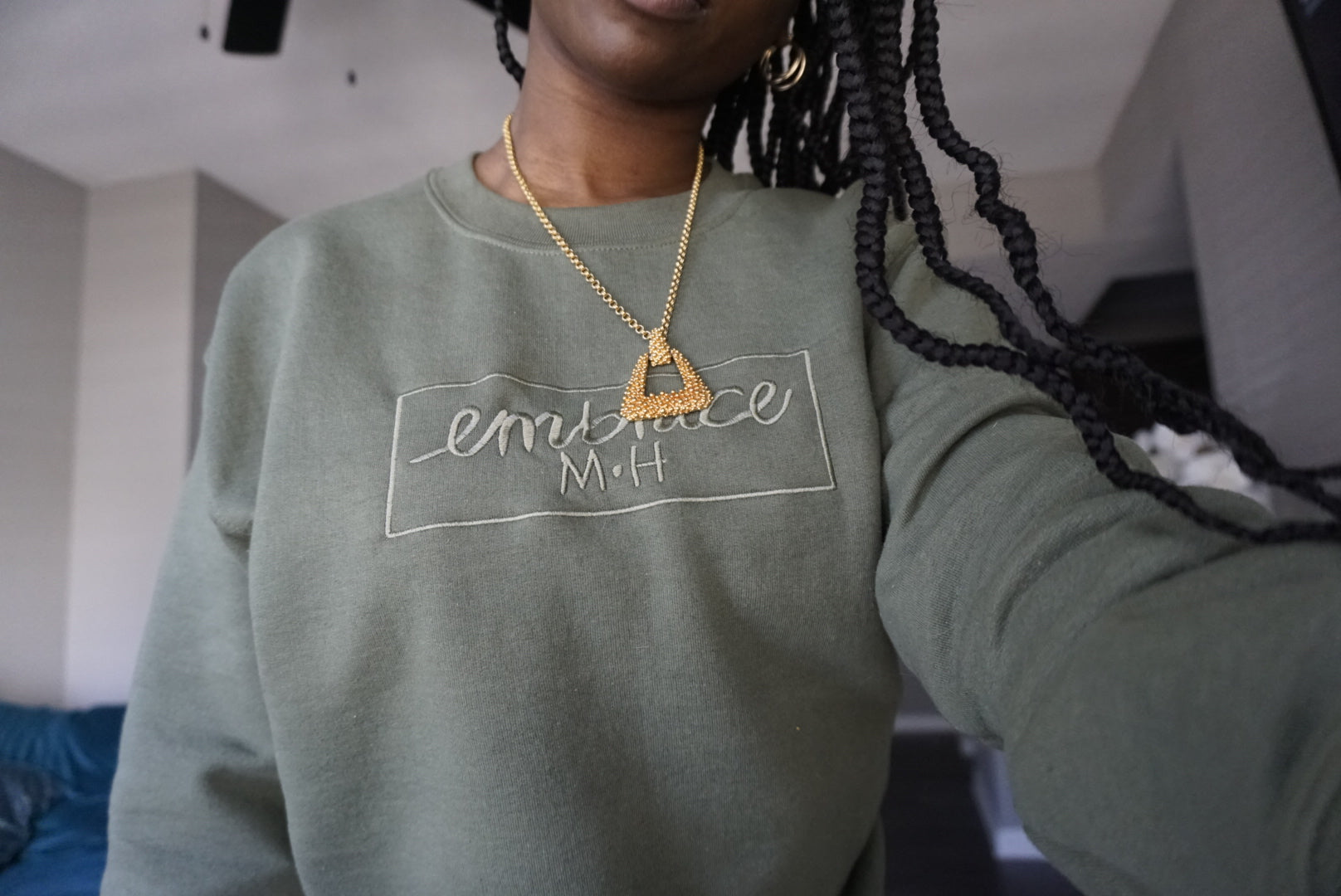 Olive Green EMBRACE Crewneck